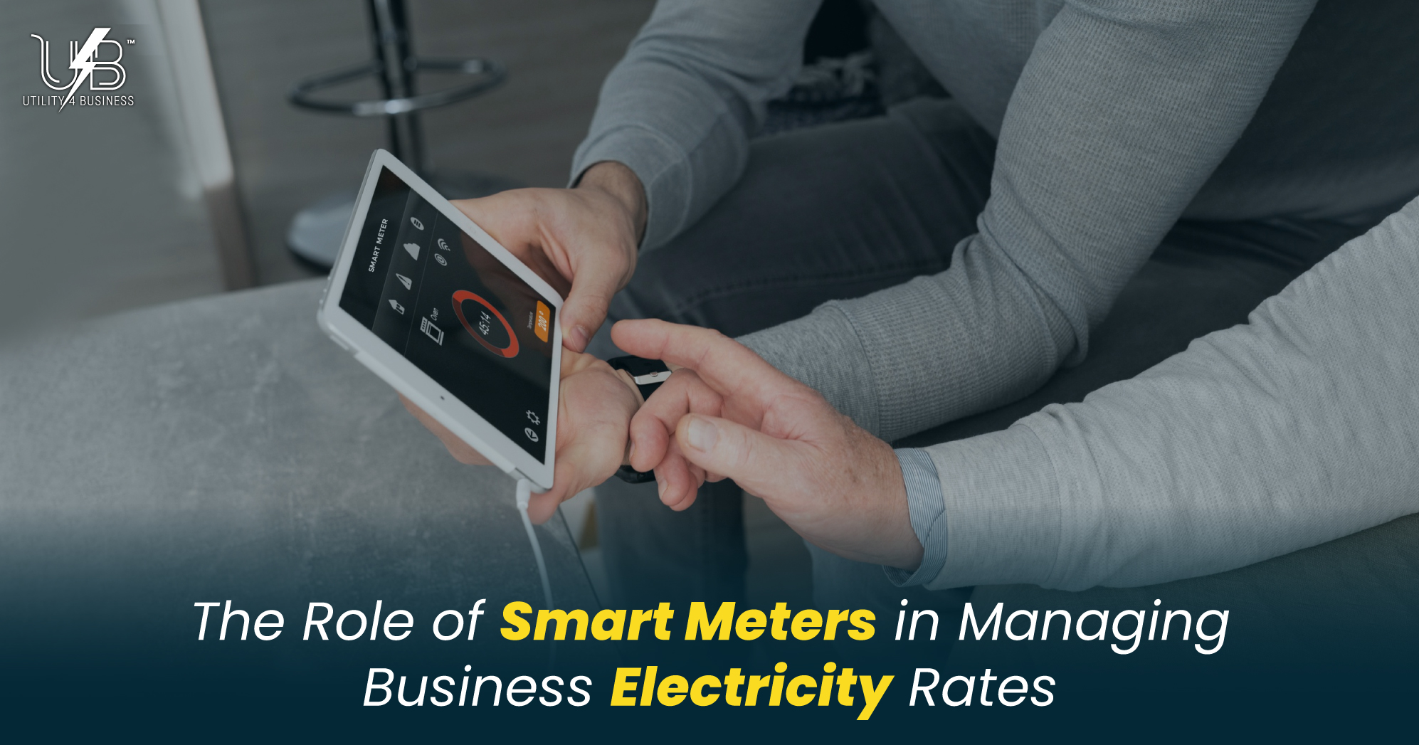 Business smart meter display showing real-time electricity usage monitoring and energy management interface.